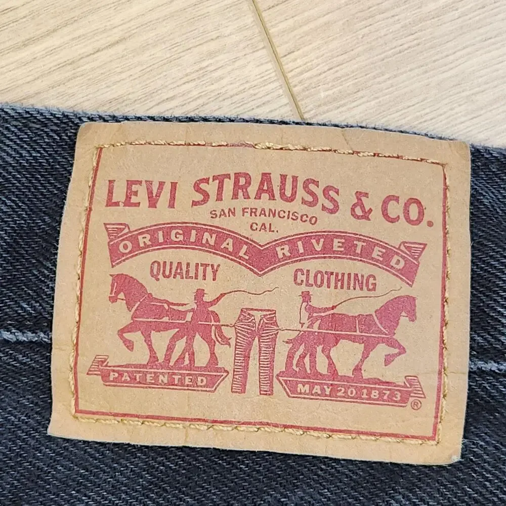 Levis 94 Baggy Jeans Mens 34x31 Black Charcoal Wash Relaxed Straight Denim
